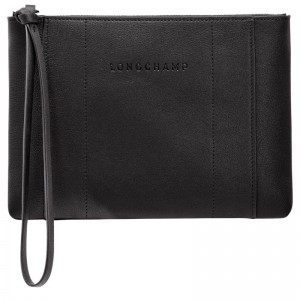 Longchamp 3D Leather Pouches Dame Svarte | NOXY8445