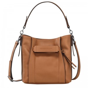 Longchamp 3D S Leather Crossbody Veske Dame Natural | NOMQ8971