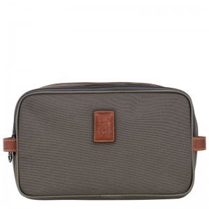 Longchamp Boxford Recycled canvas Toalettposer Dame Brune | NOUZ8210