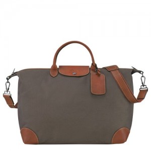 Longchamp Boxford S Recycled canvas Reiseveske Herre Brune | NOOK7220