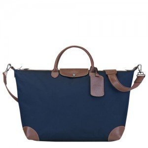 Longchamp Boxford S Recycled canvas Reiseveske Herre Blå | NOQM7177