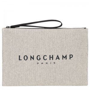 Longchamp Essential Canvas Pouches Dame Ecru | NOAH8466