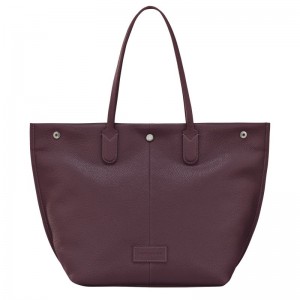 Longchamp Essential L Tote Leather Skulderveske Dame Eggplant | NOKO8858