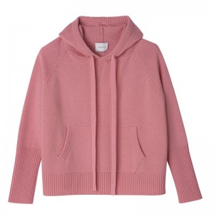 Longchamp Hoodie Knit Genser Dame Marshmallow | NOWN7799