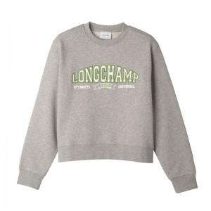 Longchamp Jersey Sweatshirt Dame Grå | NOEB7751