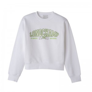 Longchamp Jersey Sweatshirt Dame Hvite | NOWN7750