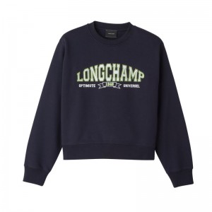 Longchamp Jersey Sweatshirt Dame Marineblå | NORV7752