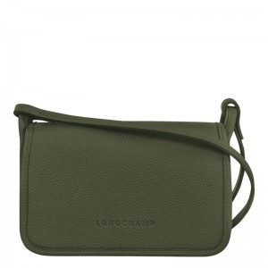 Longchamp Le FoulonnÉ XS Clutch Leather Pouches Dame Khaki | NOWN8683