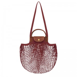 Longchamp Le Pliage Filet L Mesh Canvas Skulderveske Dame Mahogany | NOQM8892