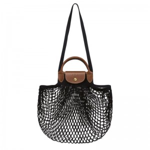 Longchamp Le Pliage Filet L Mesh Canvas Skulderveske Dame Svarte | NORV8889