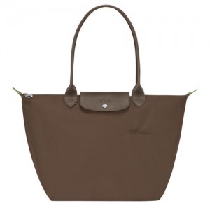 Longchamp Le Pliage Green L Tote Recycled canvas Skulderveske Dame Terra | NOMQ8814