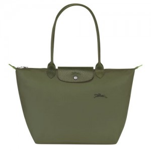 Longchamp Le Pliage Green L Tote Recycled canvas Skulderveske Dame Forest | NOQM8789