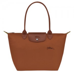 Longchamp Le Pliage Green M Tote Recycled canvas Skulderveske Dame Cognac | NOXY8809