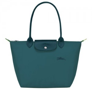 Longchamp Le Pliage Green M Tote Recycled canvas Skulderveske Dame Påfugl | NOKO8806