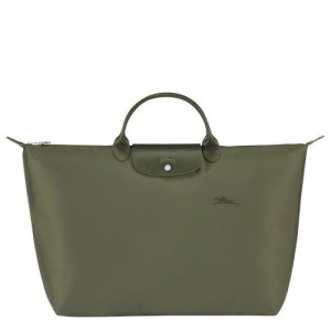 Longchamp Le Pliage Green S Recycled canvas Reiseveske Herre Forest | NOCT7198