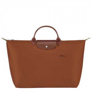 Longchamp Le Pliage Green S Recycled canvas Reiseveske Herre Cognac | NOXY7197