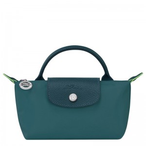 Longchamp Le Pliage Green with handle Recycled canvas Pouches Dame Påfugl | NOVR8454