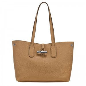 Longchamp Le Roseau Essential M Tote Leather Skulderveske Dame Fawn | NOCT8862