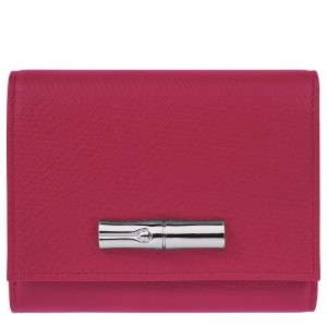 Longchamp Le Roseau Leather Lommebok Dame Beetroot | NOFD8542