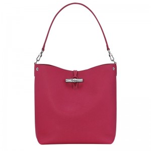 Longchamp Le Roseau M Shoulder Leather Skulderveske Dame Beetroot | NOFD8854