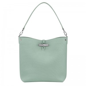 Longchamp Le Roseau M Shoulder Leather Skulderveske Dame Celadon | NOPJ8850