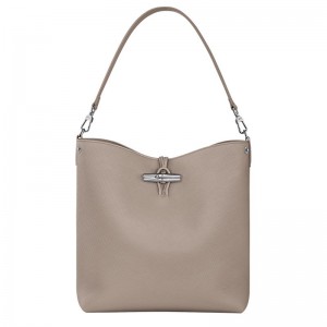 Longchamp Le Roseau M Shoulder Leather Skulderveske Dame Clay | NOOK8849