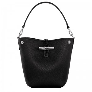 Longchamp Le Roseau XS Bucket Leather Mini Vesker Dame Svarte | NOVR9331