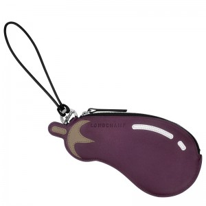 Longchamp Longcharm Eggplant clutch Leather Pouches Dame Eggplant | NOSG8384