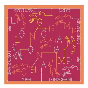 Longchamp Parcours Silk 50 Skjerf Dame Magenta | NOLI8146