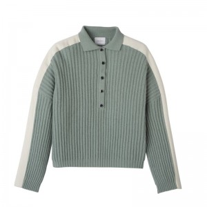 Longchamp Polo collar Knit Genser Dame Celadon | NOYX7806