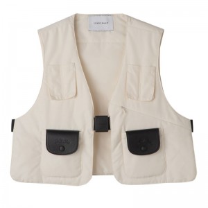 Longchamp Technical canvas Vest Dame Ecru | NODF7761