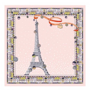 Longchamp Tour Eiffel NoËl Silk 50 Skjerf Dame Nude | NOBE8141