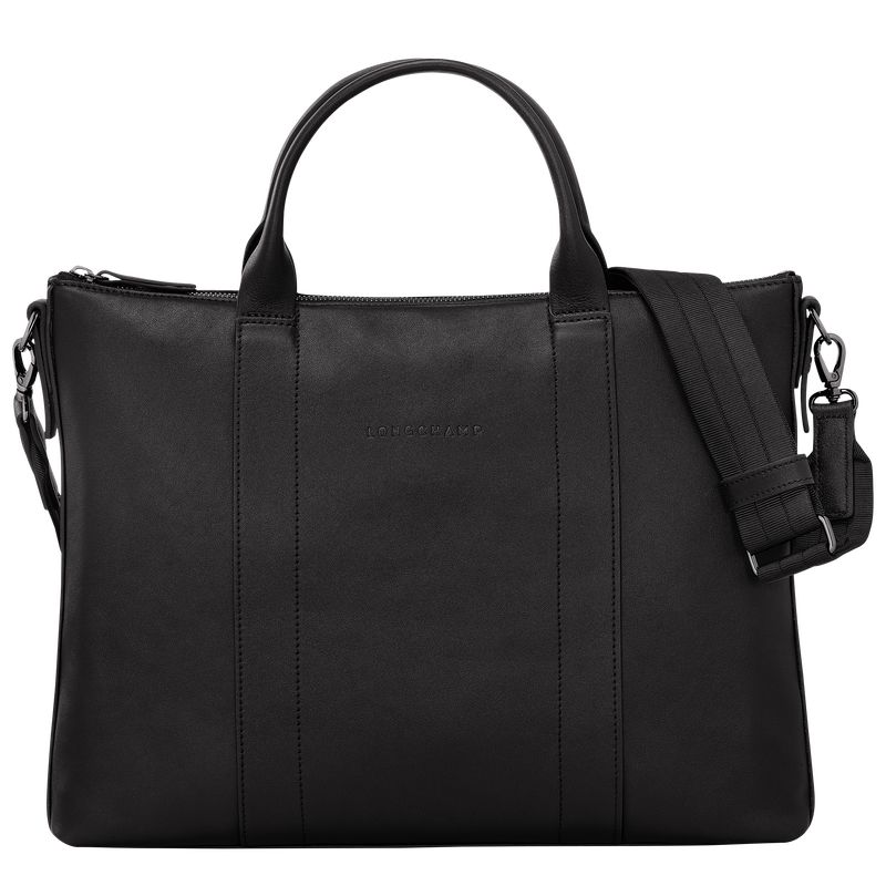 Longchamp 3D Leather Stresskoffert Dame Svarte | NOFD8671