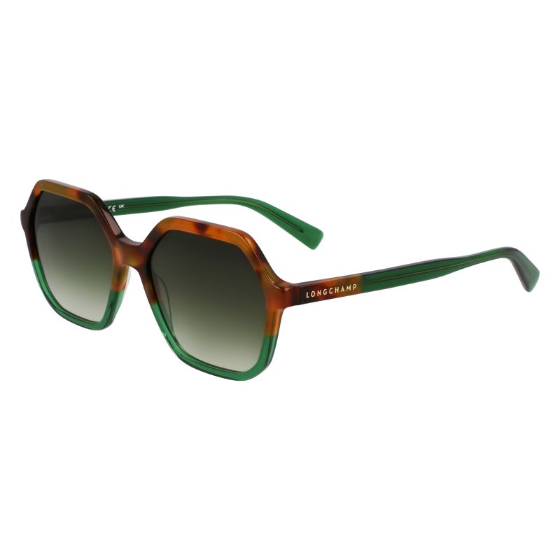 Longchamp Acetate Solbriller Dame Gull Olivengrønne | NOFD7943