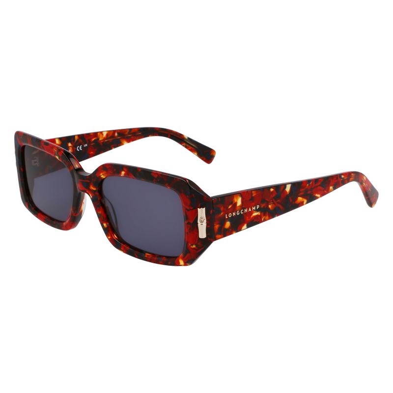 Longchamp Acetate Solbriller Dame Marble Rouge | NOGS7919