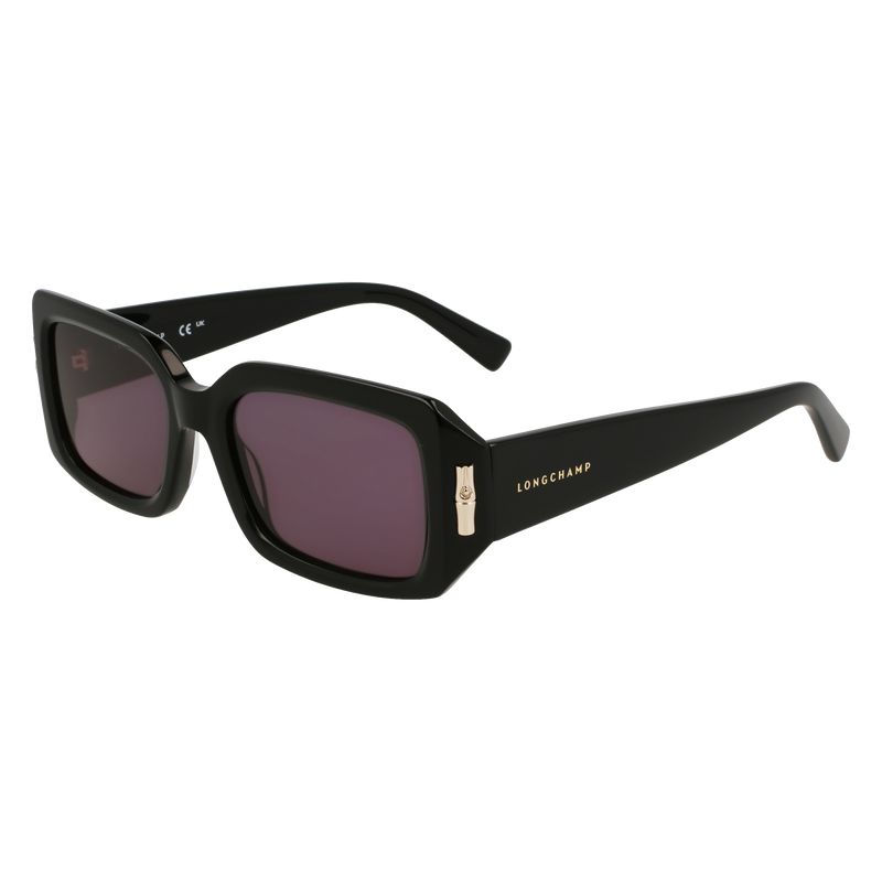 Longchamp Acetate Solbriller Dame Svarte | NOPJ7914