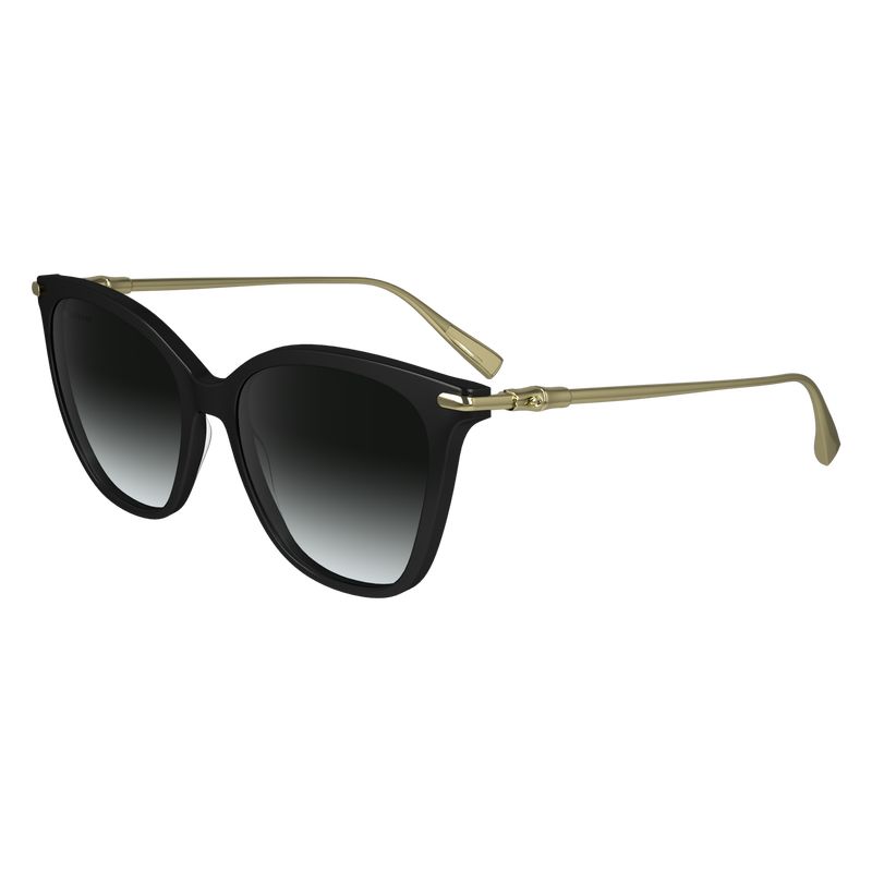 Longchamp Acetate / Metal Solbriller Dame Svarte | NOCT7935