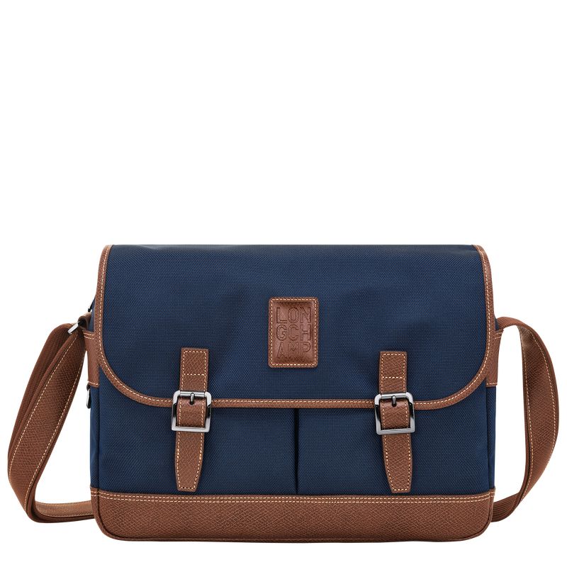 Longchamp Boxford L Recycled canvas Crossbody Veske Herre Blå | NOTC7597