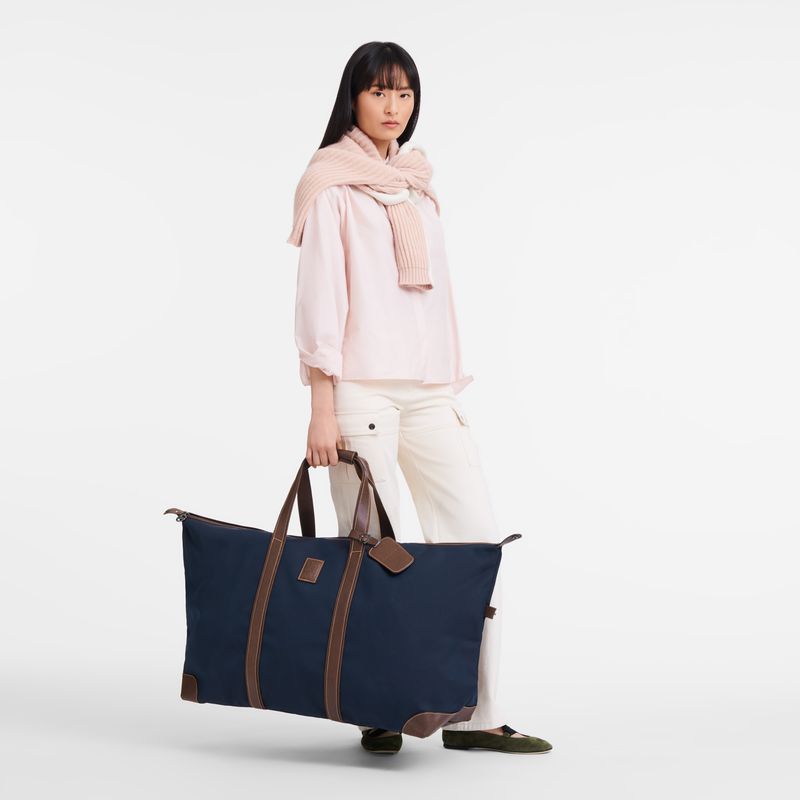 Longchamp Boxford L Recycled canvas Reiseveske Herre Blå | NOUZ7235