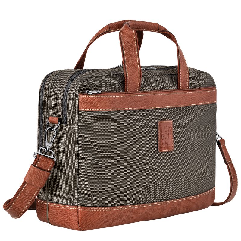 Longchamp Boxford L Recycled canvas Stresskoffert Herre Brune | NOYX7639