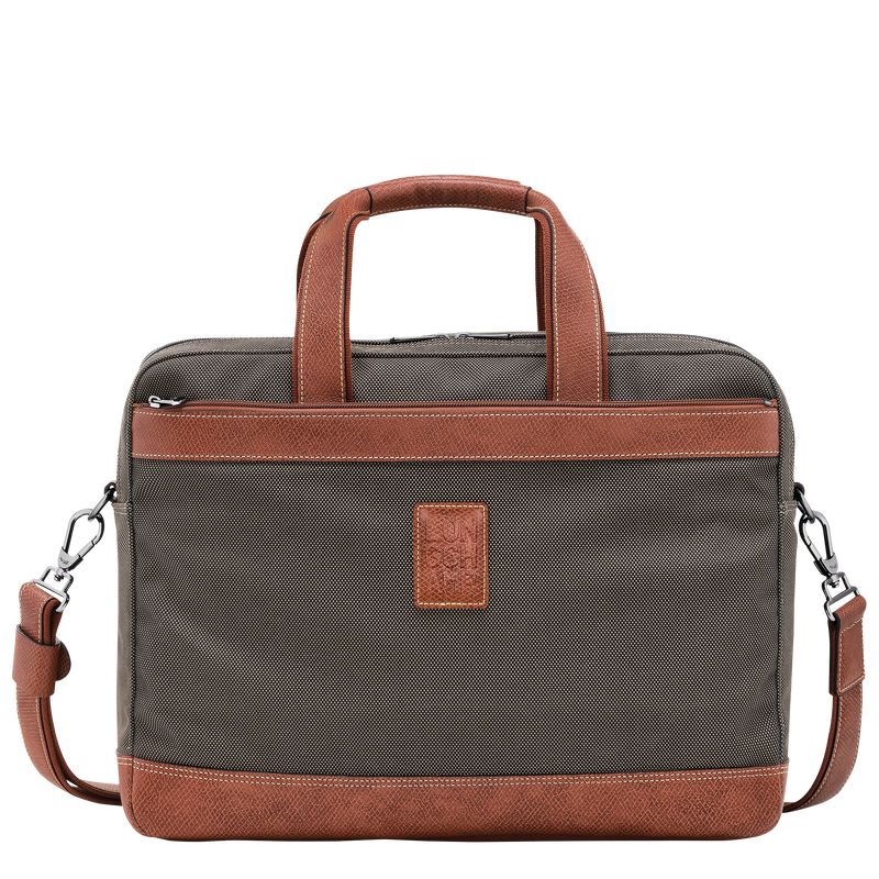 Longchamp Boxford L Recycled canvas Stresskoffert Herre Brune | NOYX7639