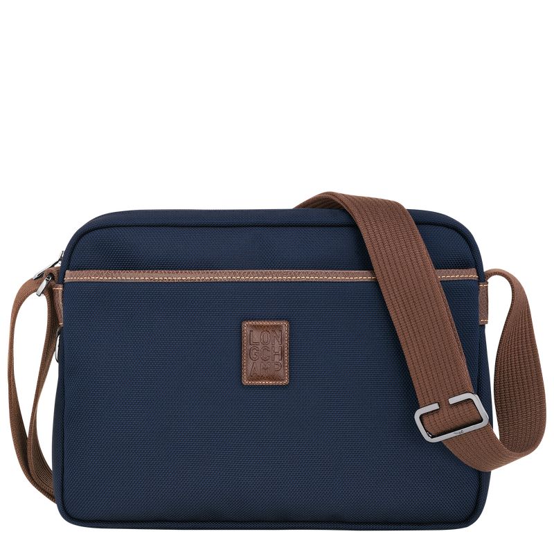 Longchamp Boxford M Camera Recycled canvas Crossbody Veske Herre Blå | NOEB7595