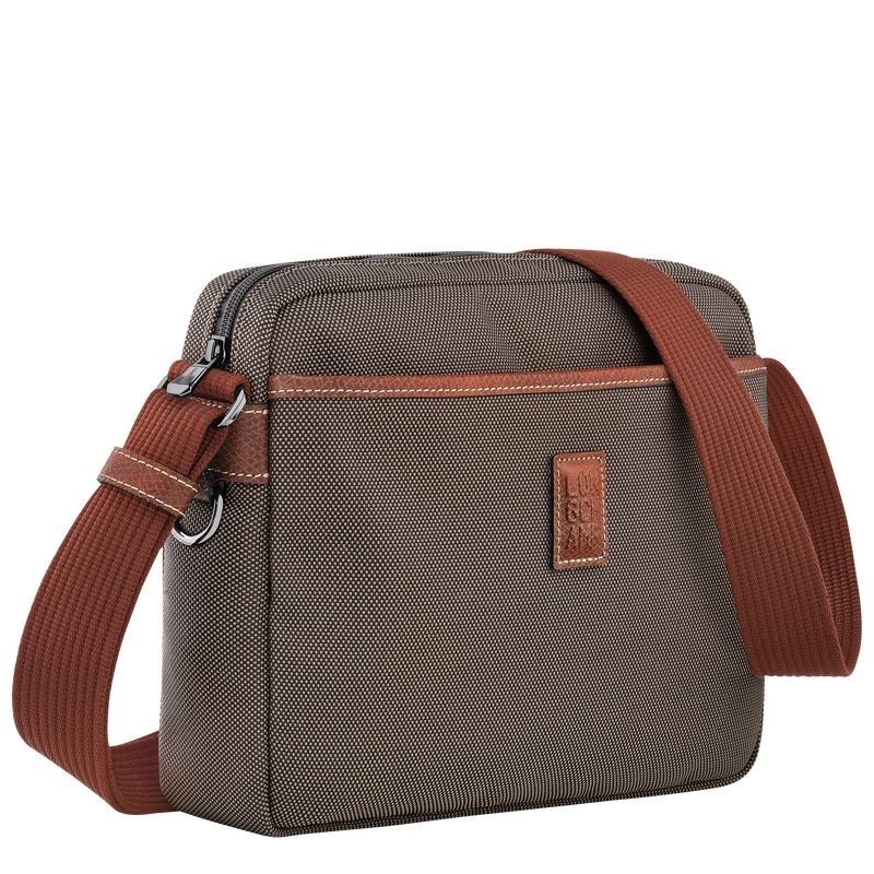 Longchamp Boxford M Camera Recycled canvas Crossbody Veske Herre Brune | NOPJ7583