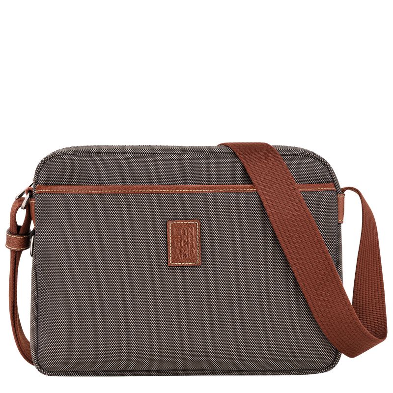 Longchamp Boxford M Camera Recycled canvas Crossbody Veske Herre Brune | NOPJ7583