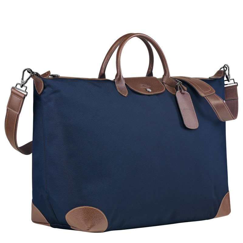 Longchamp Boxford M Recycled canvas Reiseveske Herre Blå | NOPJ7238