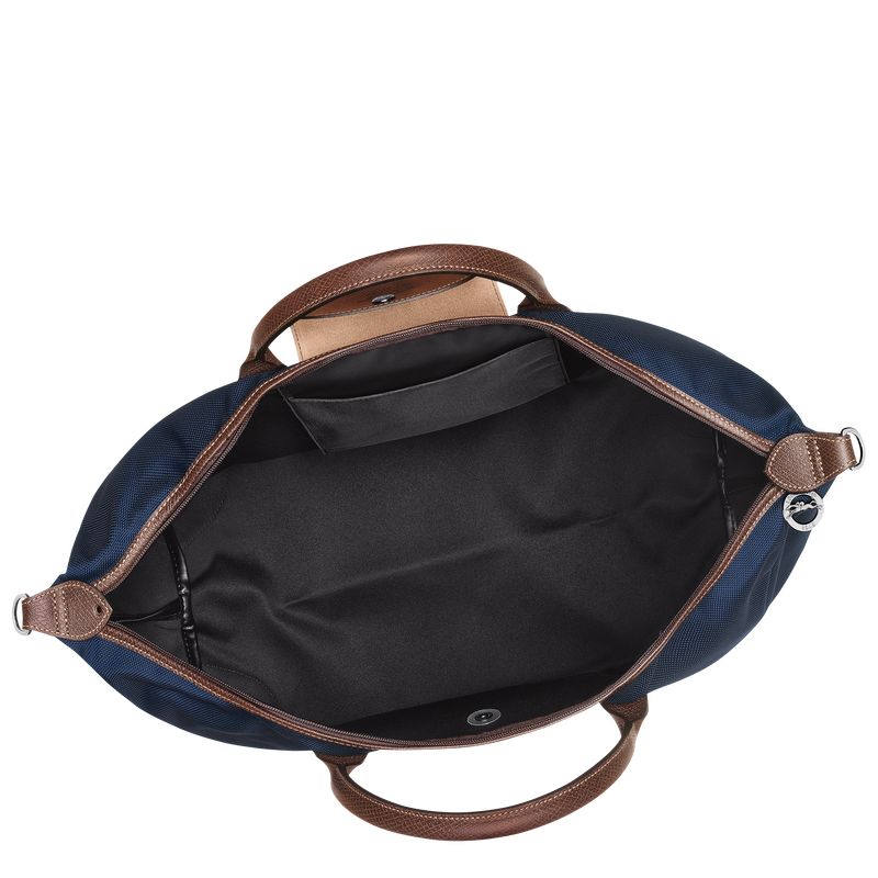 Longchamp Boxford M Recycled canvas Reiseveske Herre Blå | NOPJ7238