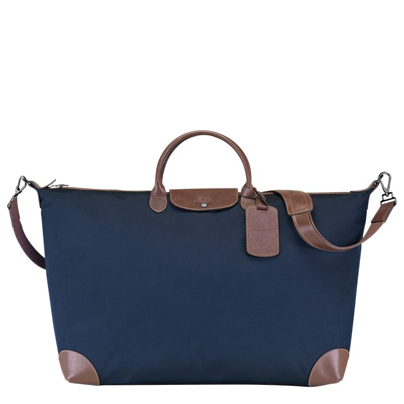 Longchamp Boxford M Recycled canvas Reiseveske Herre Blå | NOPJ7238