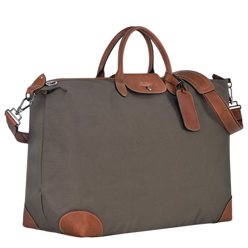 Longchamp Boxford M Recycled canvas Reiseveske Herre Brune | NOOK7237