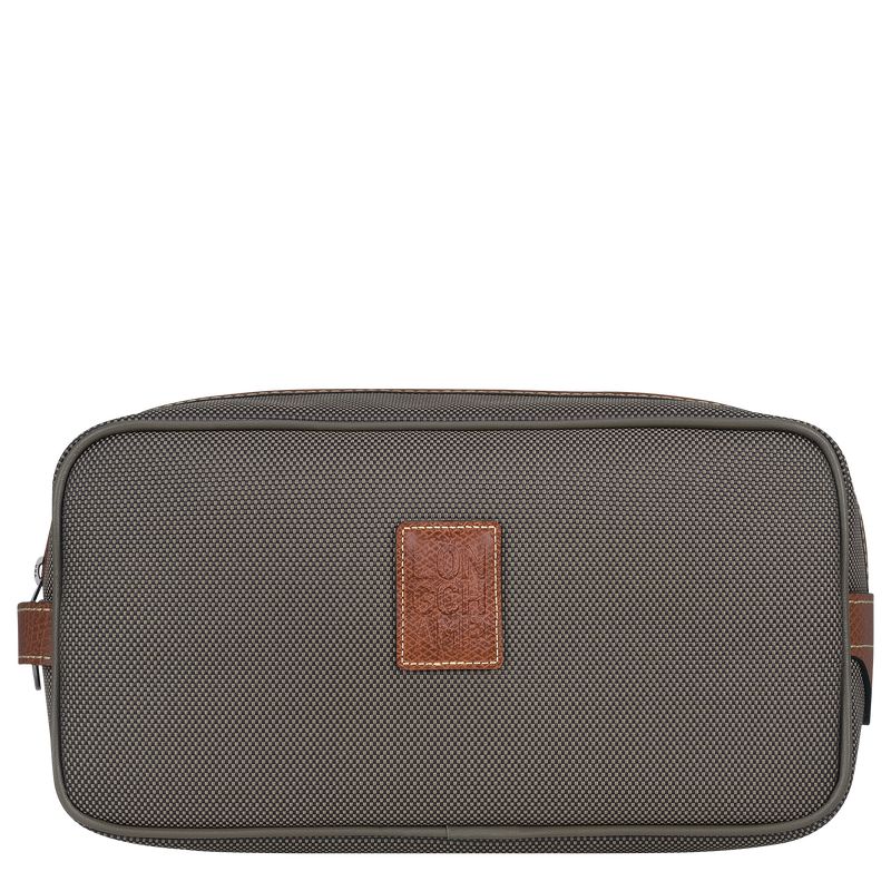 Longchamp Boxford Recycled canvas Toalettposer Herre Brune | NOZU7157