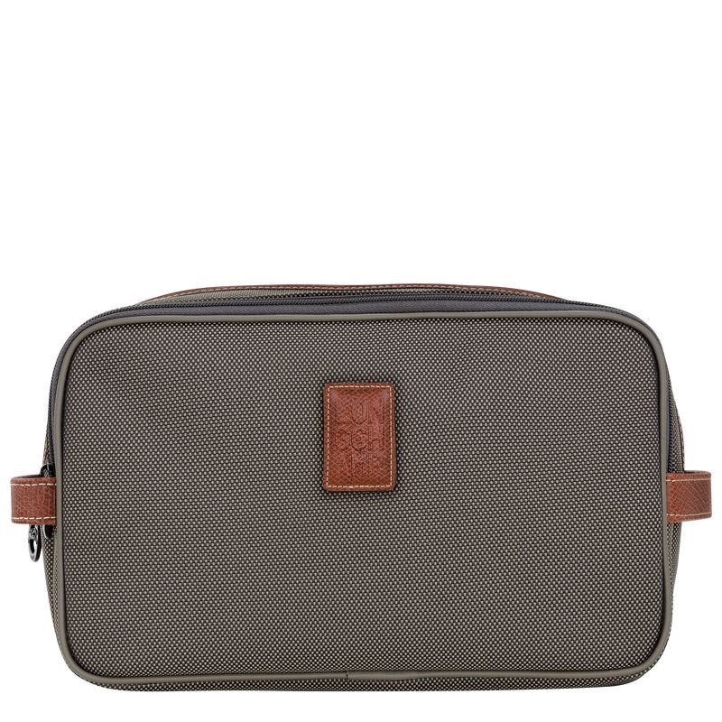 Longchamp Boxford Recycled canvas Toalettposer Herre Brune | NOCT7146